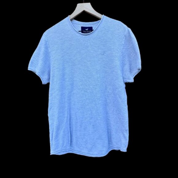 Hollister Curved Hem Soft Knit Sweater Mens XL Light Gray Short Sleeve - Picture 1 of 10